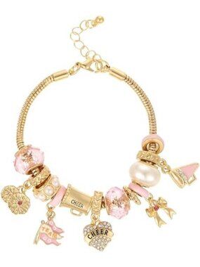 Pink Cheer Sport Bracelet Cute Game Day Adjustable Snake Chain Bracelet